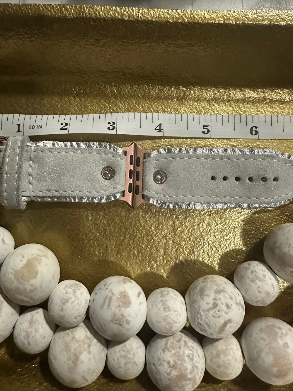 Spark’l Apple Watch Band in Light Gray with Rose Gold Hardware